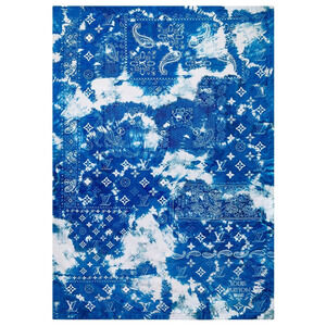 Louis Vuitton Blue White Bandana Monogram Logo Cotton Bath Beach Towel MP3347